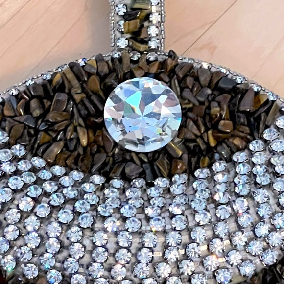 NWT Monique Leshman Tiger Eye Stone and Crystal Embellished Wristlet - Picture 4 of 7